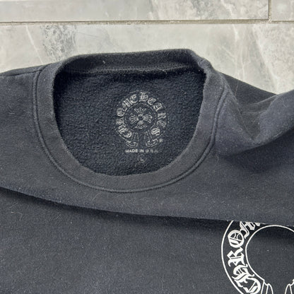 Chrome Hearts Floral Sleeve Horseshoe Logo Black Crewneck Sweatshirt
