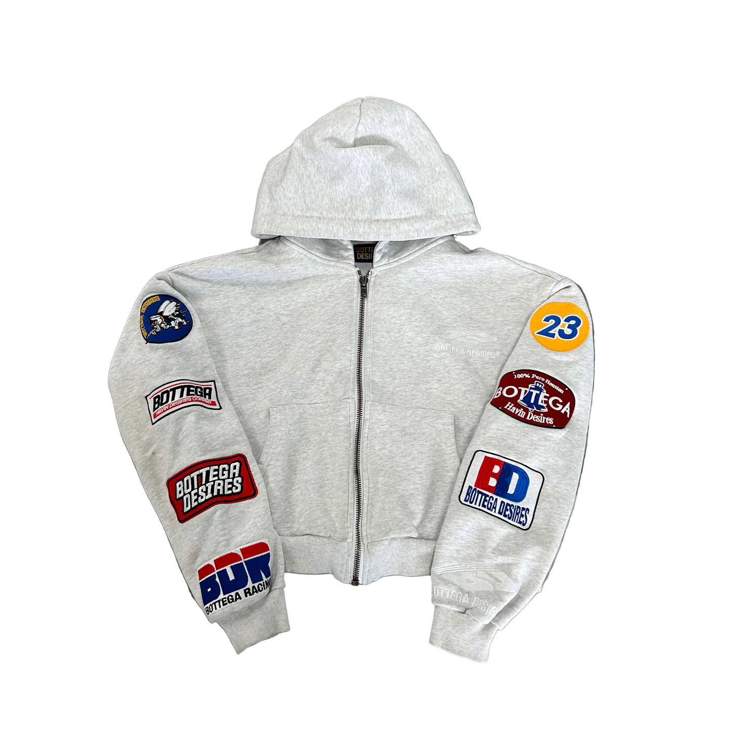 Bottega Desires Grey Patch Zip Up
