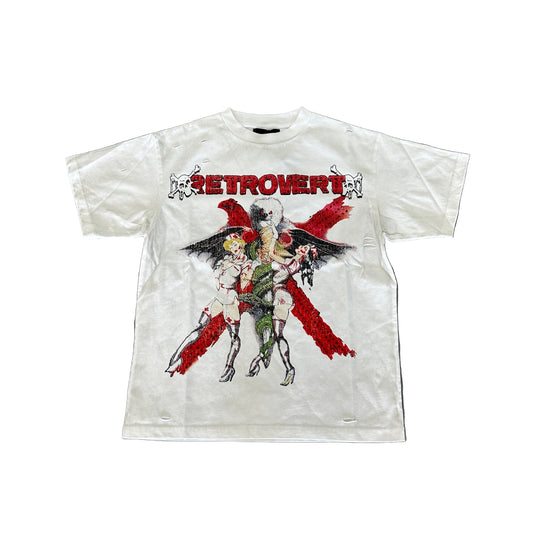 Retrovert Nurse Rhinestone Tee White