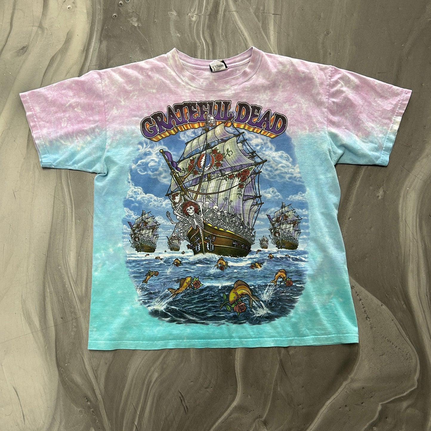 Grateful Dead 2001 Ship Of Fools Tye Dye Tee