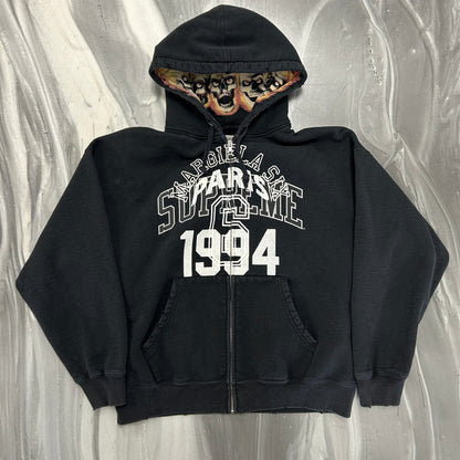 Supreme x MM6 Maison Margiela Zip Up Hooded Sweatshirt Black