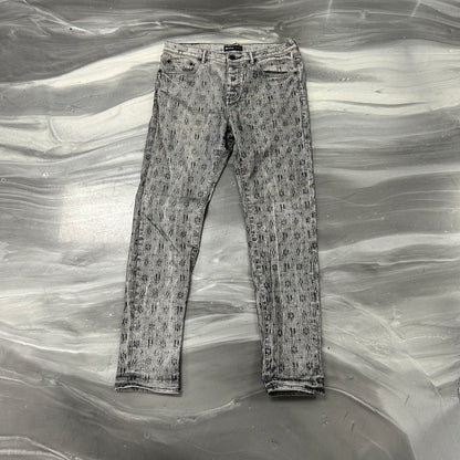 PURPLE BRAND Monogram Flocked Skinny Jeans Black