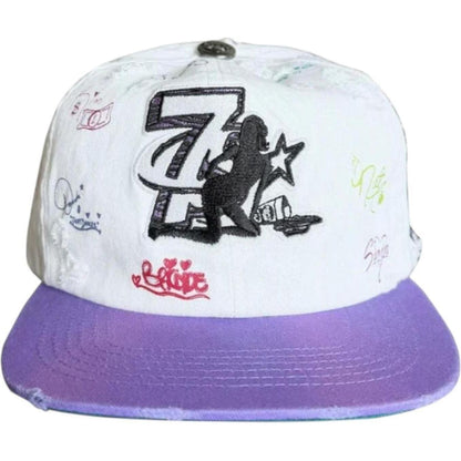 Triple Sevens x Booby Trap Logo Snapback Hat White