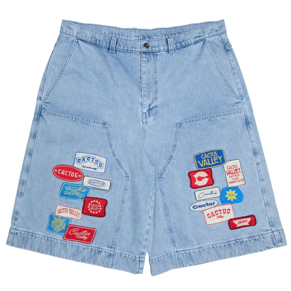 AZVA Roadside denim patch shorts