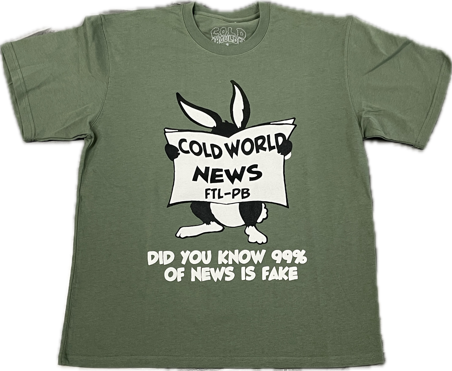 COLD WORLD Fake News Tee Green