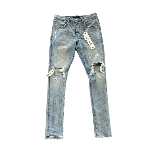 Purple Brand P002 Ripped Light Wash Blue Jeans