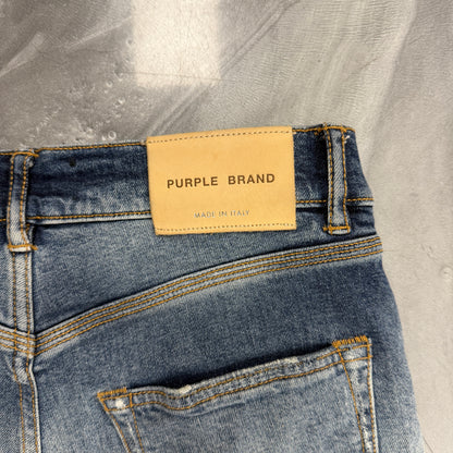 Purple Brand Limited Edition P001 Made In Italy Distressed Blue Denim Jeans