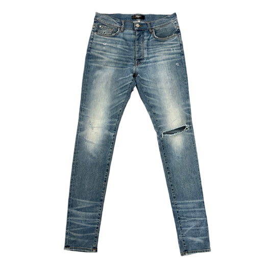 Amiri Light Wash Knee Slit Denim Jeans