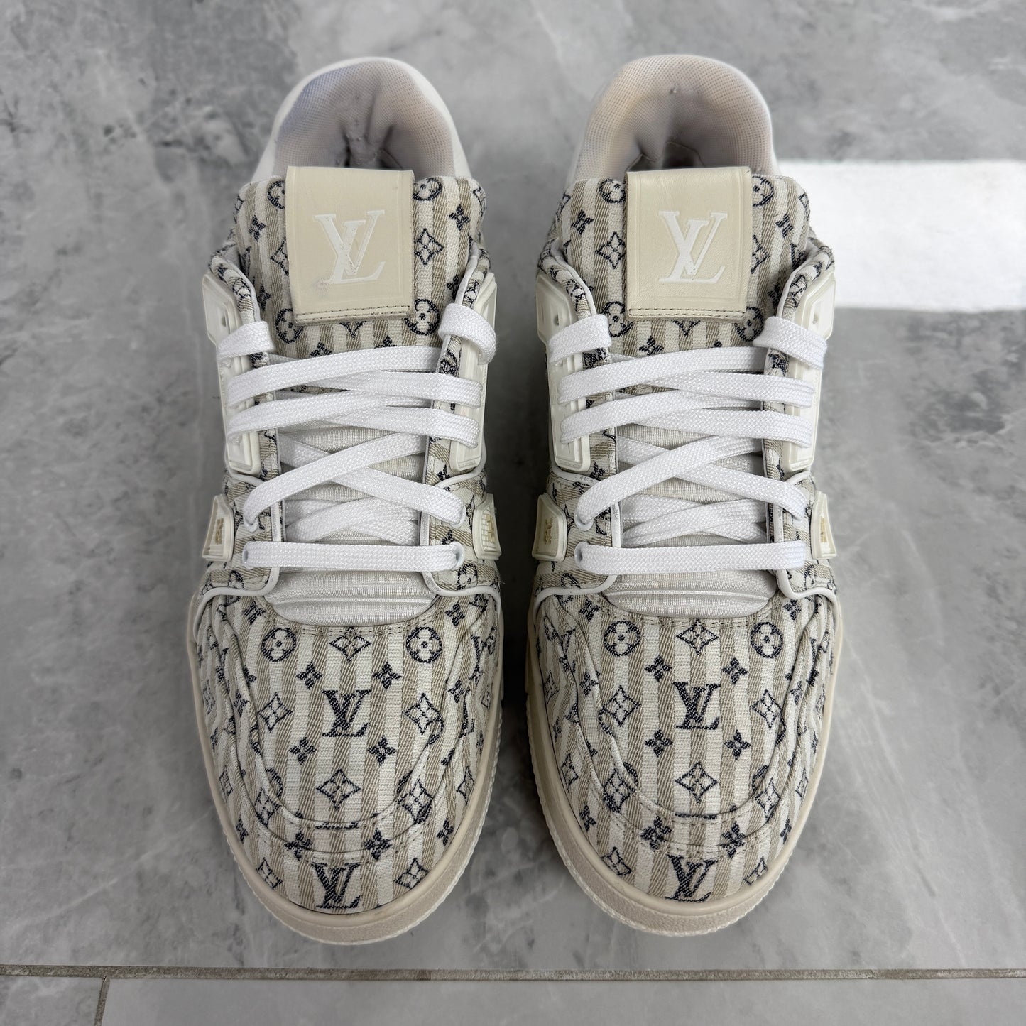 Louis Vuitton Mini Monogram Stripe Trainer Sneaker (Used)(No Box)