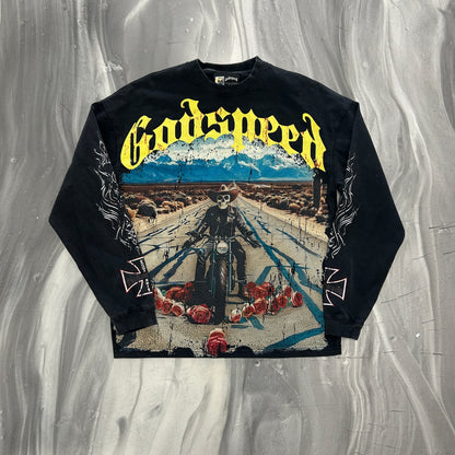 GODSPEED LONG LONELY ROAD L/S TEE WASHED BLACK