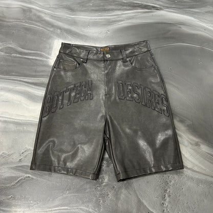 Bottega Desires Leather Shorts Grey