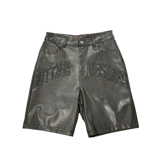 Bottega Desires Leather Shorts in Grey