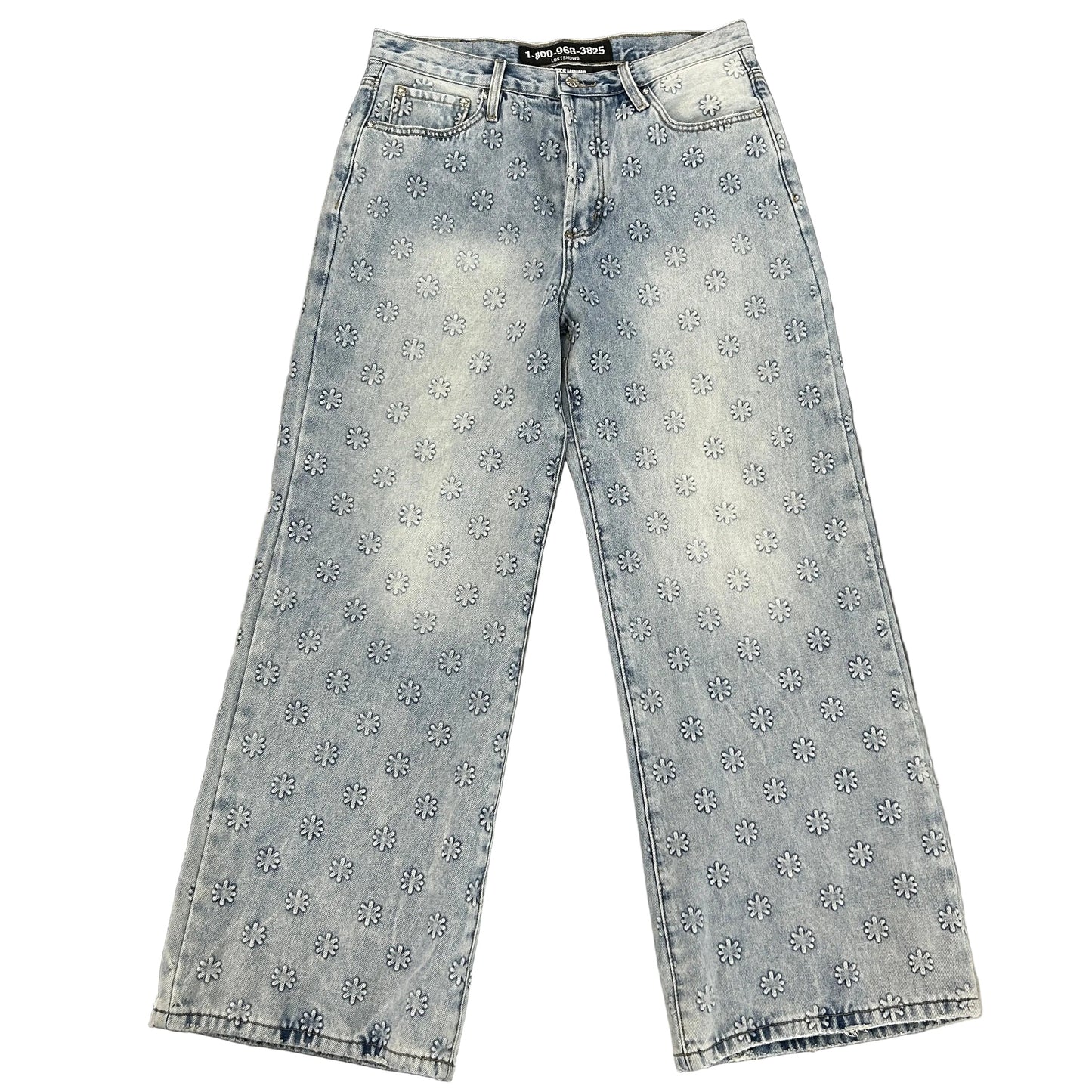 LostShdws Embossed Denim Pants Blue