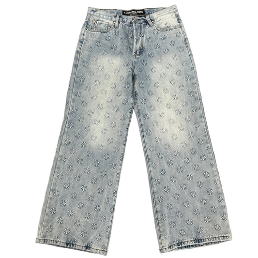 LostShdws Embossed Denim Pants Blue