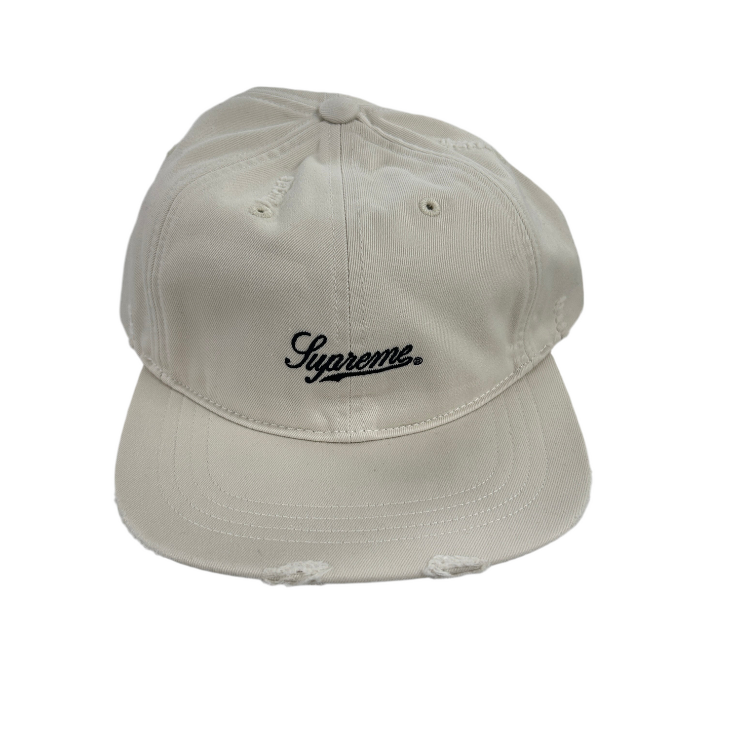Supreme Distressed 6 Panel White Hat