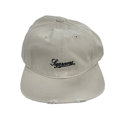Supreme Distressed 6 Panel White Hat