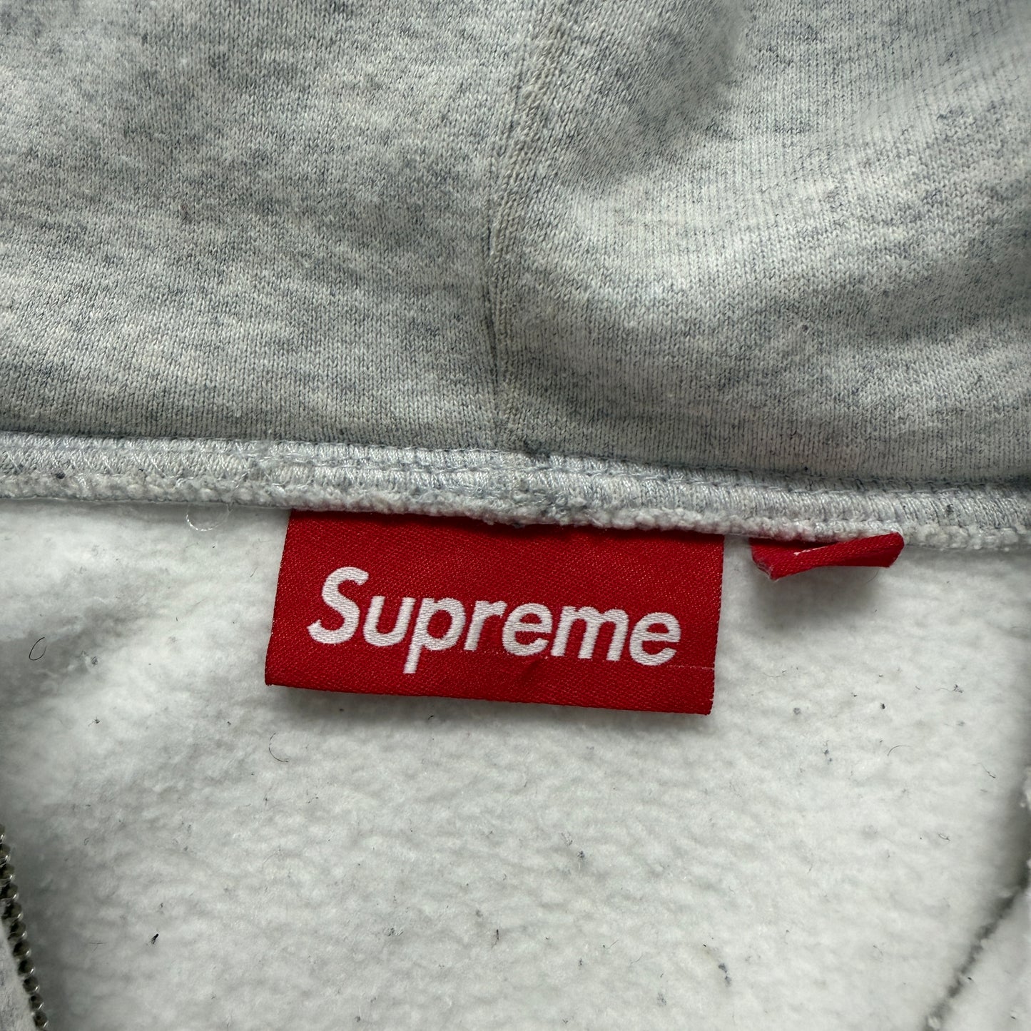 Supreme Cracked Raglan Zip Up Hooded Sweatshirt Ash Grey