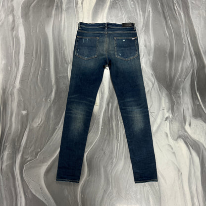 Amiri MX1 Black Patch Medium Wash Denim Jeans
