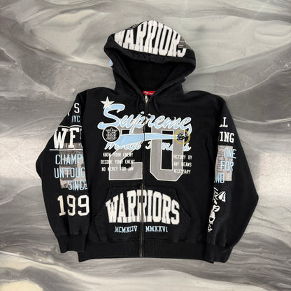 Supreme Warriors Applique Zip Up Hooded Sweatshirt Black