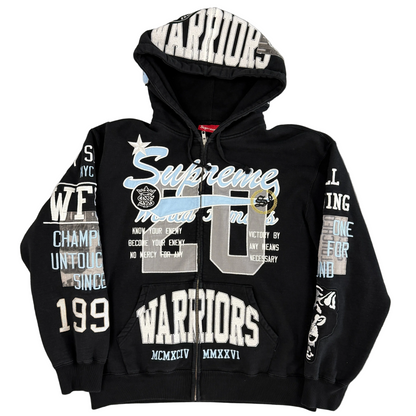 Supreme Warriors Applique Zip Up Hooded Sweatshirt Black