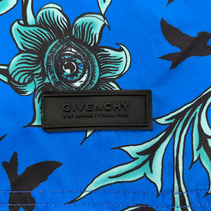 Givenchy Silk Printed Shorts Blue