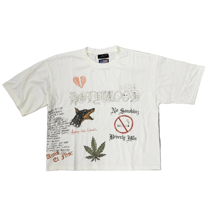 AMIS ET Fleurs Hollywood Doodles Tee Vintage White