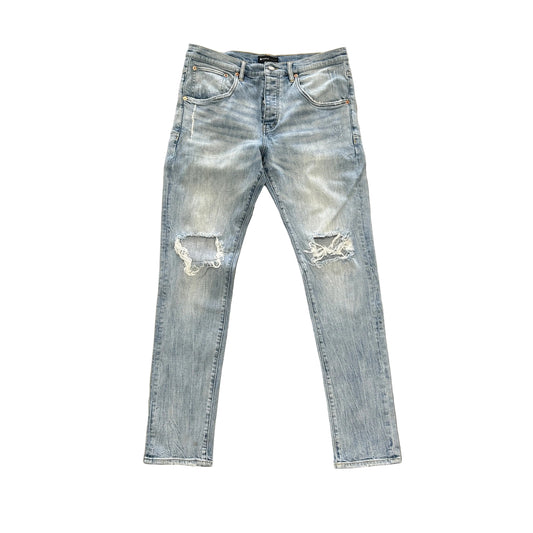 Purple P002 Jeans Blown Out Knees Light Wash