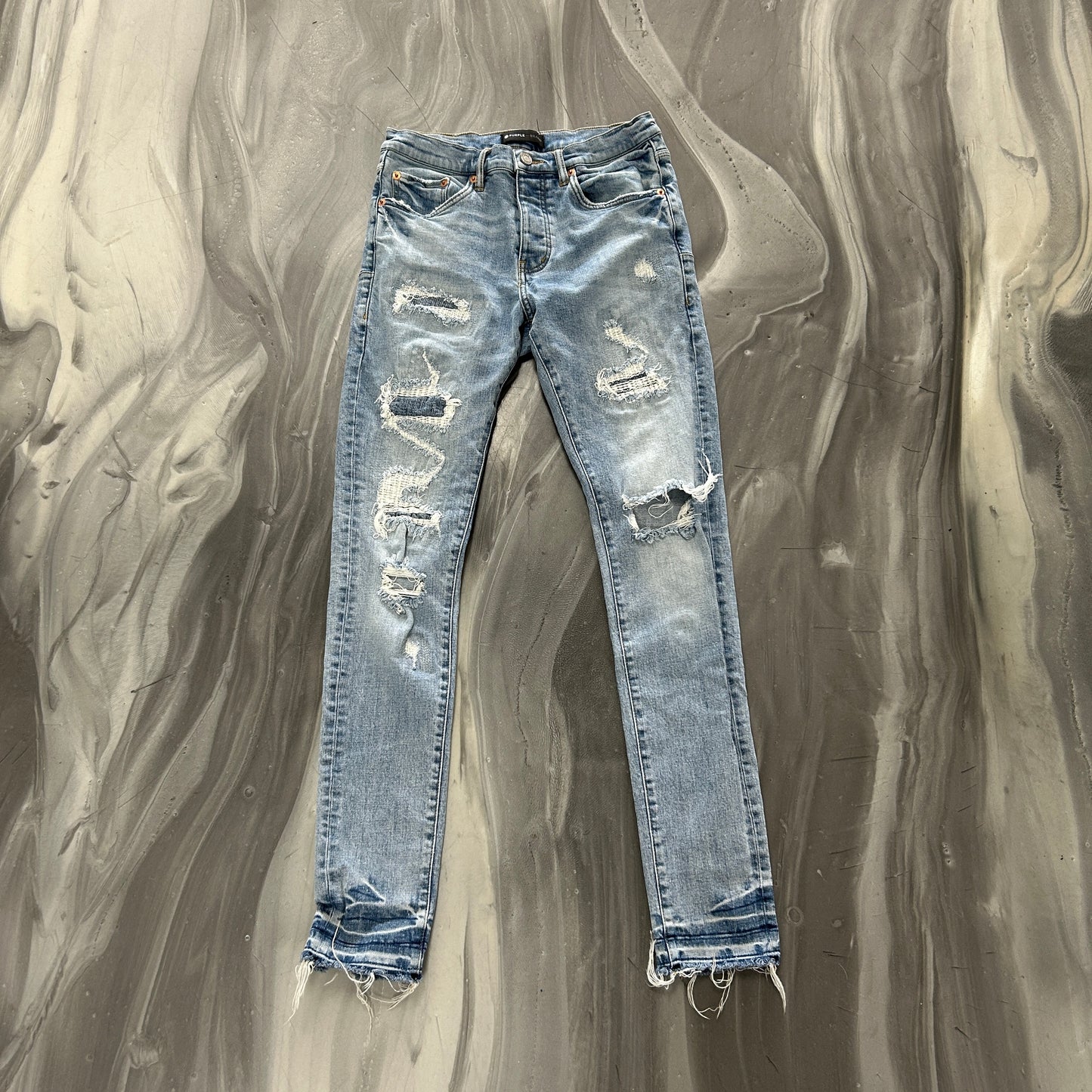 Purple P001 Ripped Blue Denim