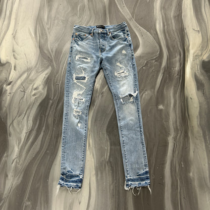 Purple P001 Ripped Blue Denim