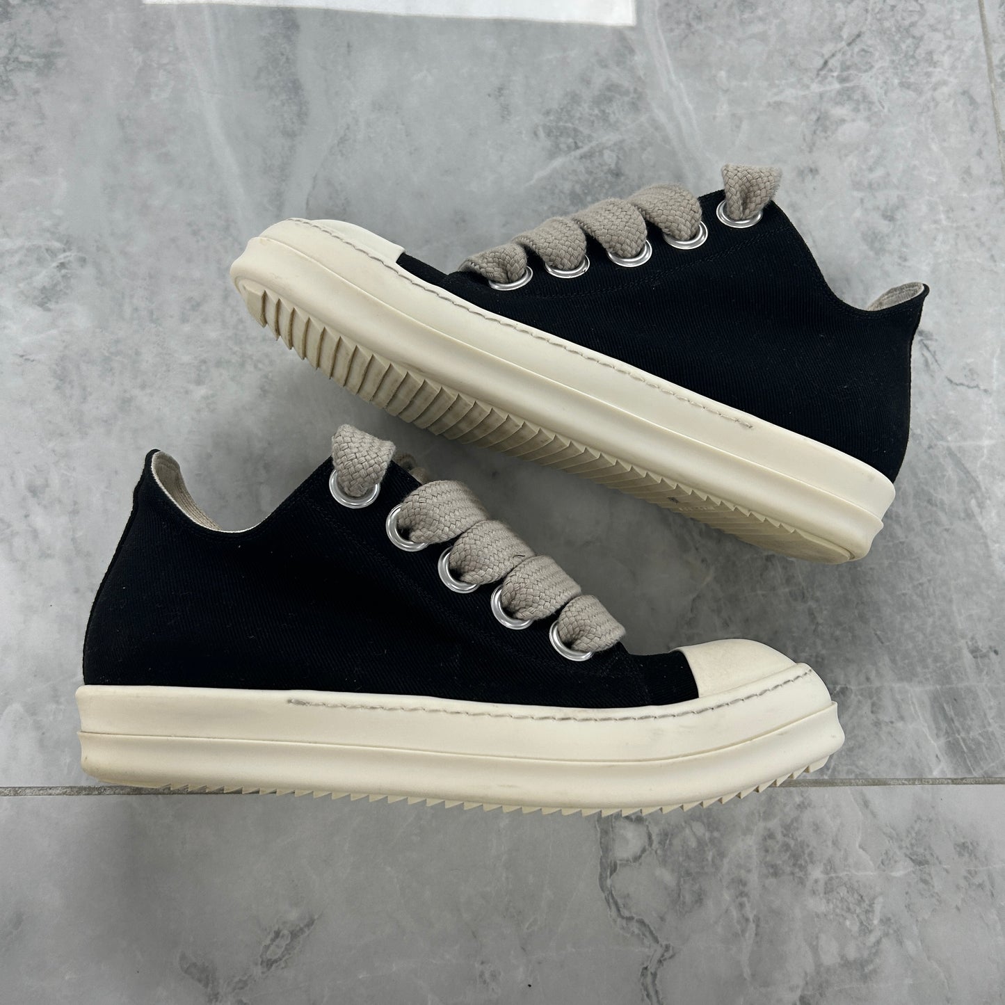 Rick Owens DRKSHDW Jumbo Lace Denim Ramone Low Black Milk (USED NO BOX)