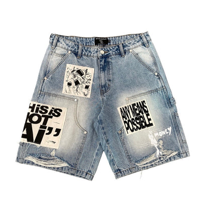 Mixed Emotion Blue AI Denim Shorts