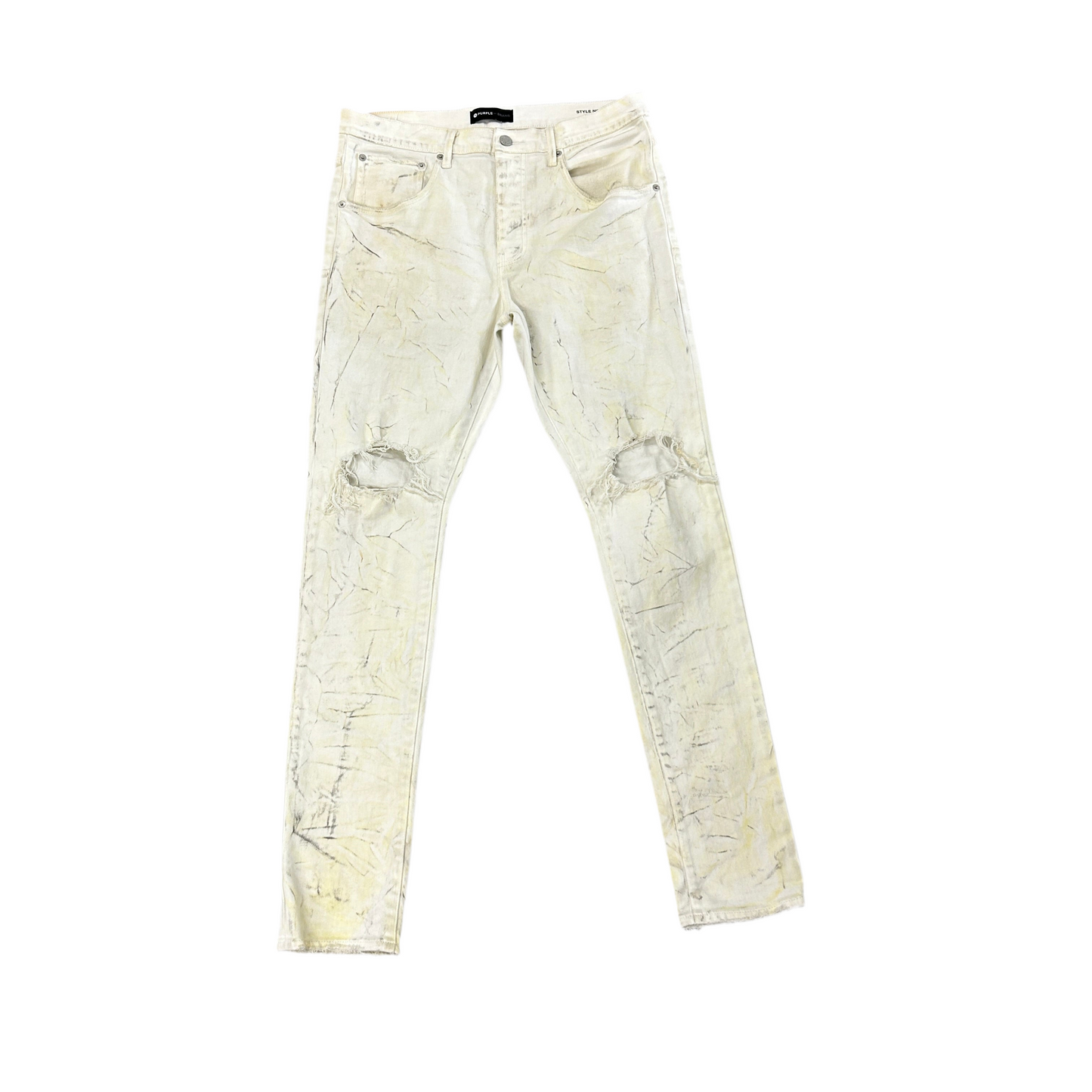 Purple Brand White Thrashed Ripped Jeans