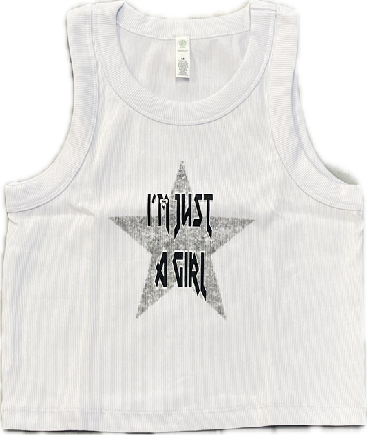 Moorse Collective I’m Just A Girl Tank Top White