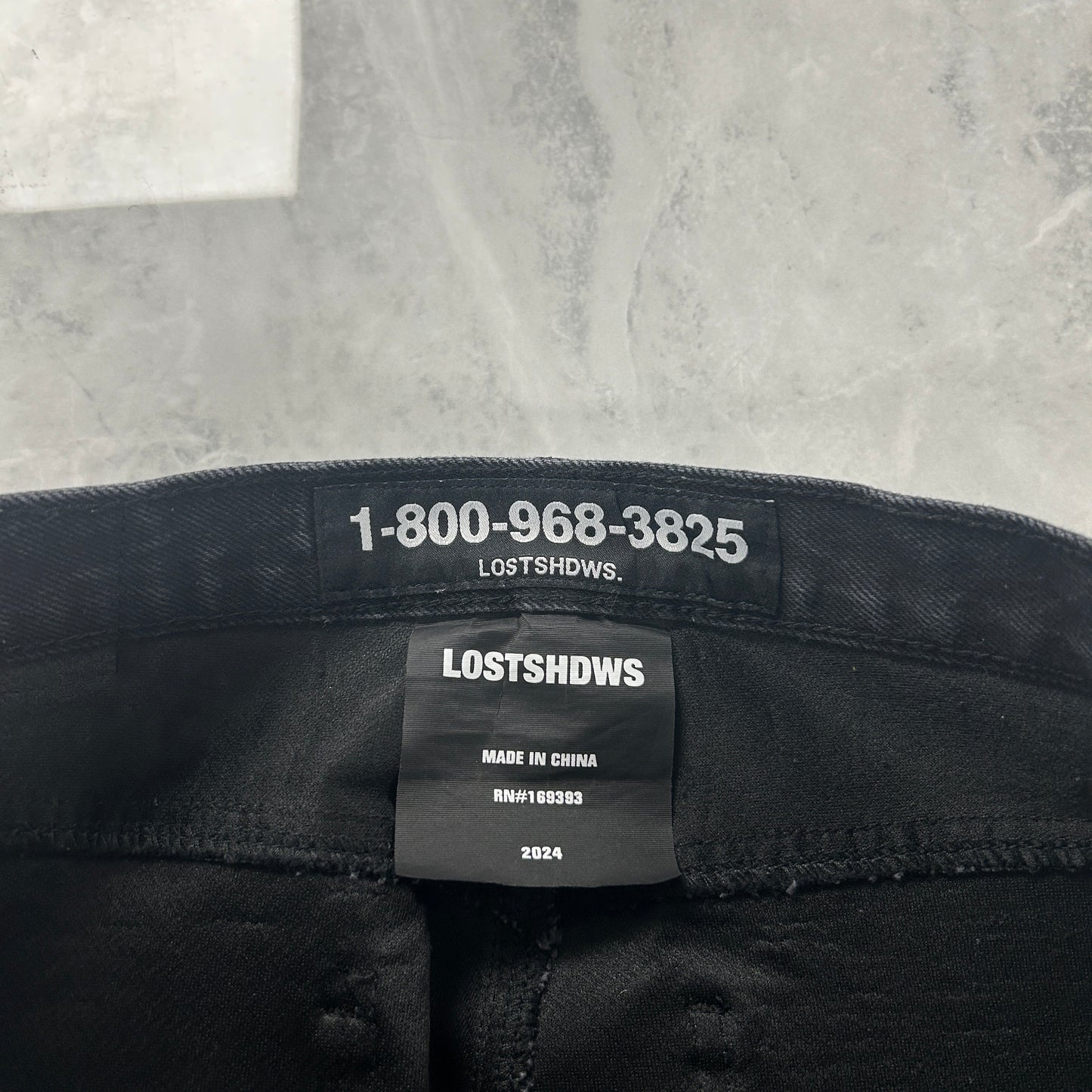 LostShdws Embossed Denim Pants Black
