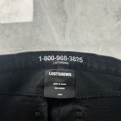 LostShdws Embossed Denim Pants Black