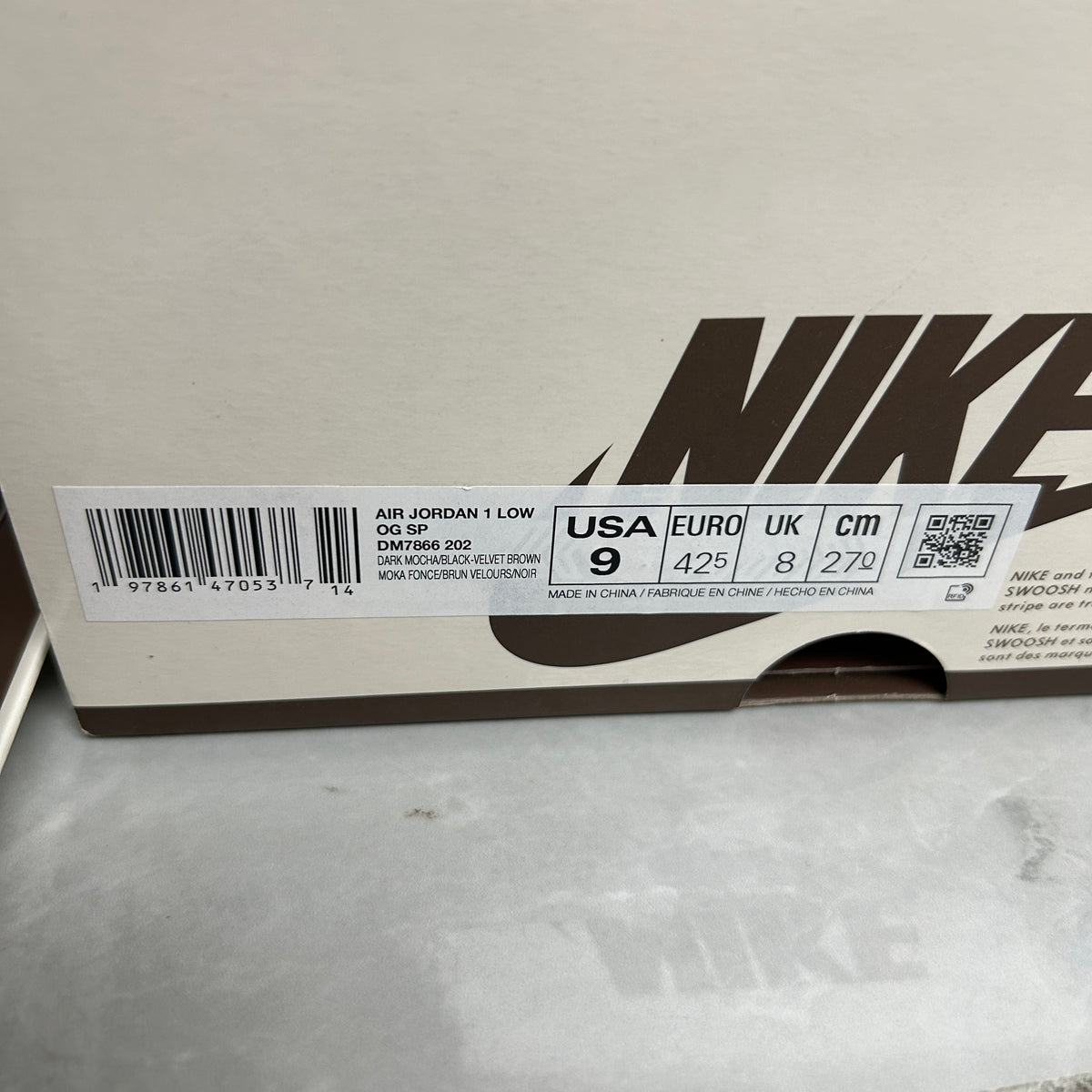 Jordan 1 Retro Low OG SP Travis Scott Velvet Brown (USED)