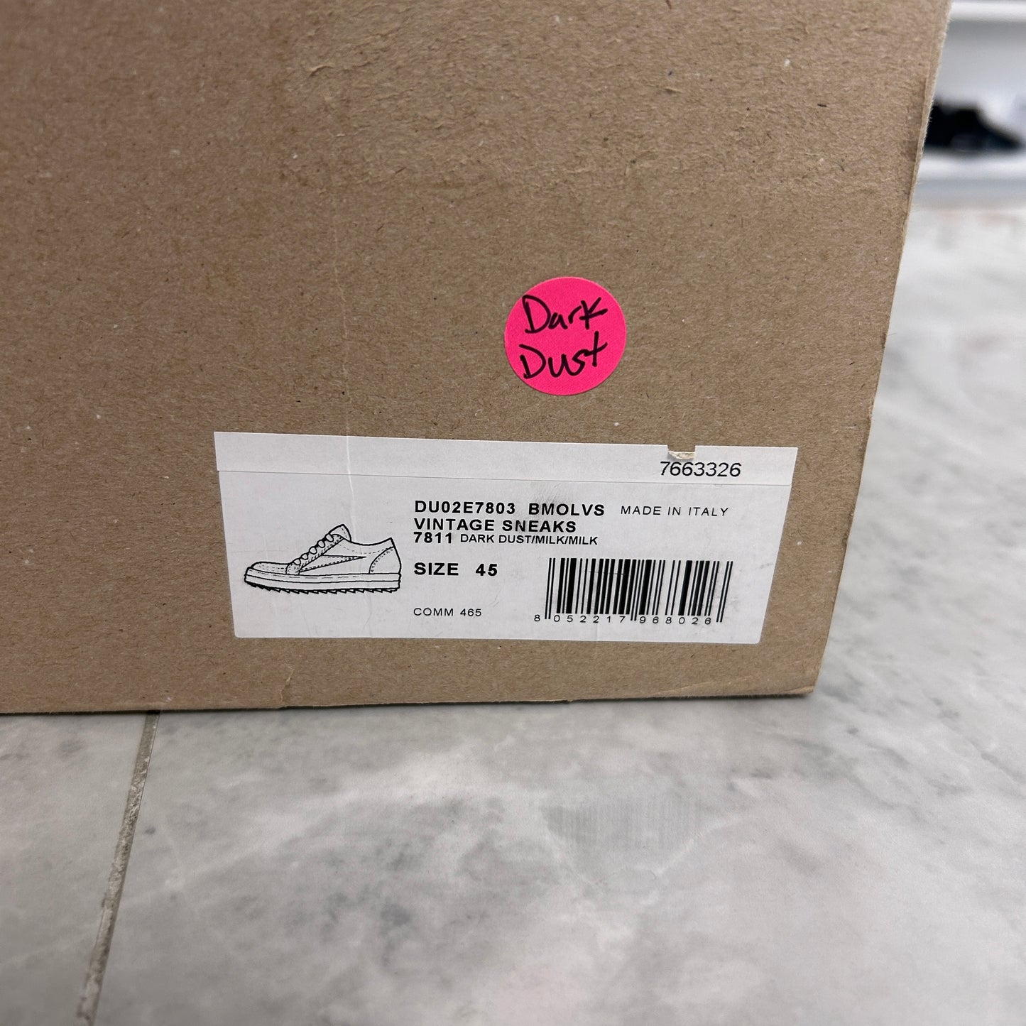 Rick Owens DRKSHDW Hollywood Vintage Low Dark Dust Milk (Used)