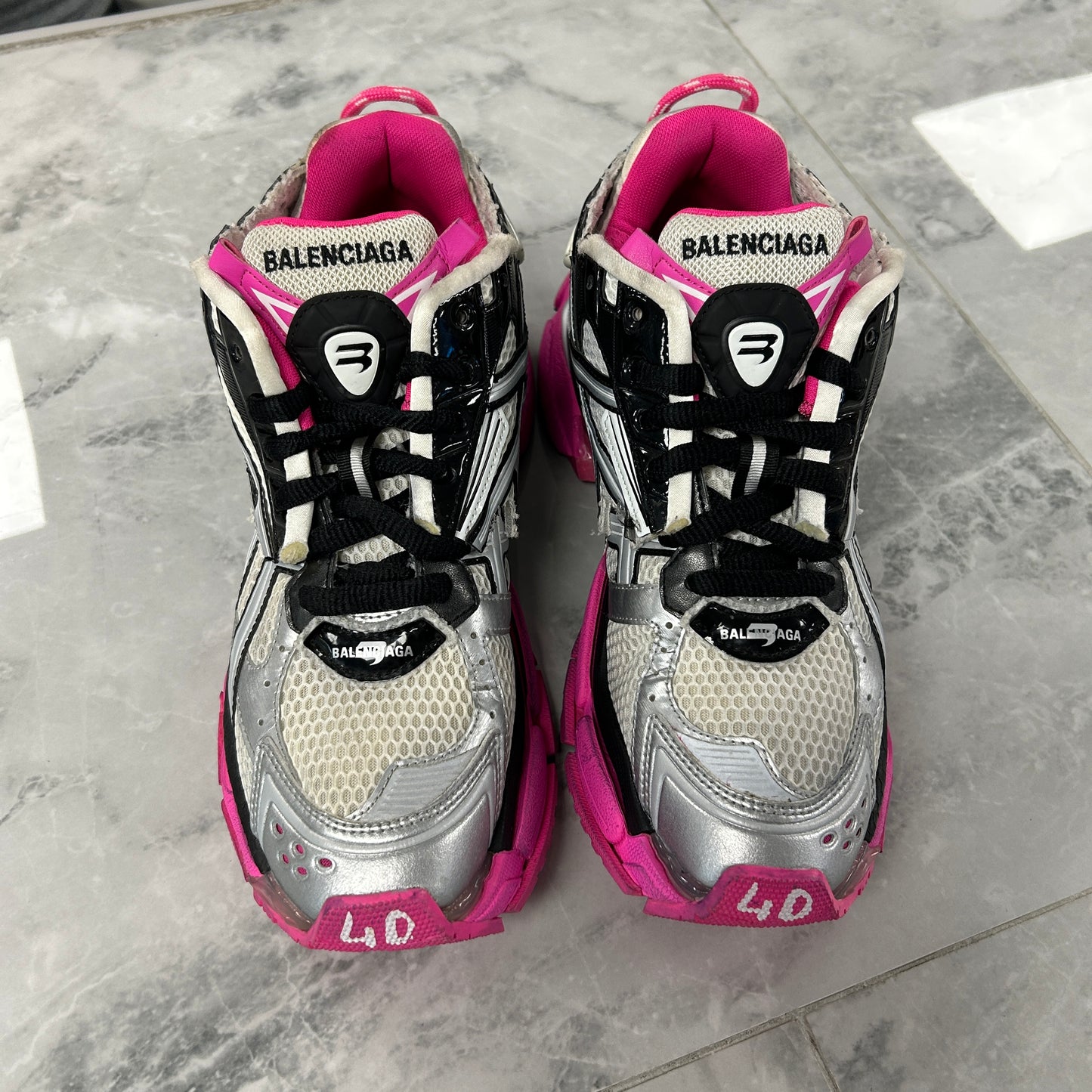 Balenciaga Runner White Black Pink (Used)(No Box)