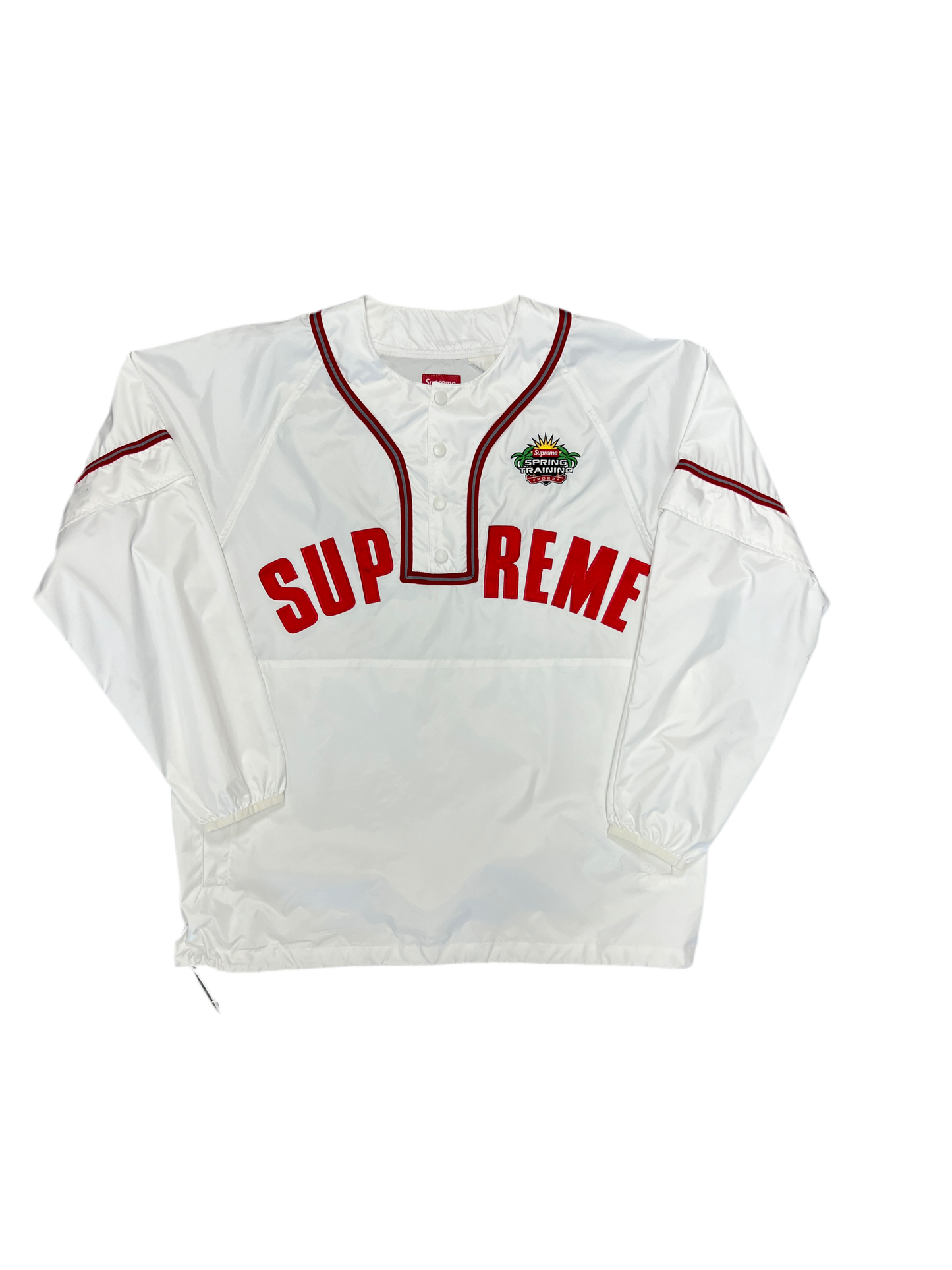 Supreme Snap-Off Sleeve L/S Baseball Top White