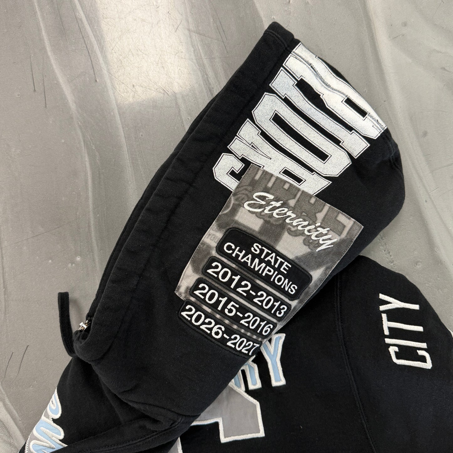 Supreme Warriors Applique Zip Up Hooded Sweatshirt Black