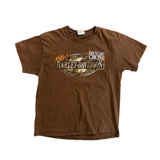 Project Ghost Vintage Harley Tee Brown
