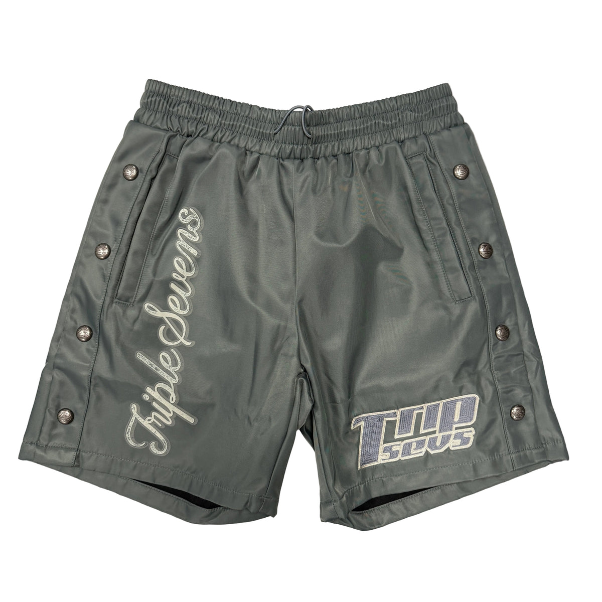 Triple Sevens Nylon Button Up Shorts Grey/Green
