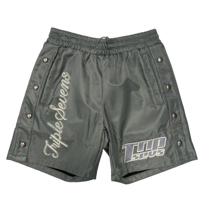 Triple Sevens Nylon Button Up Shorts Grey/Green