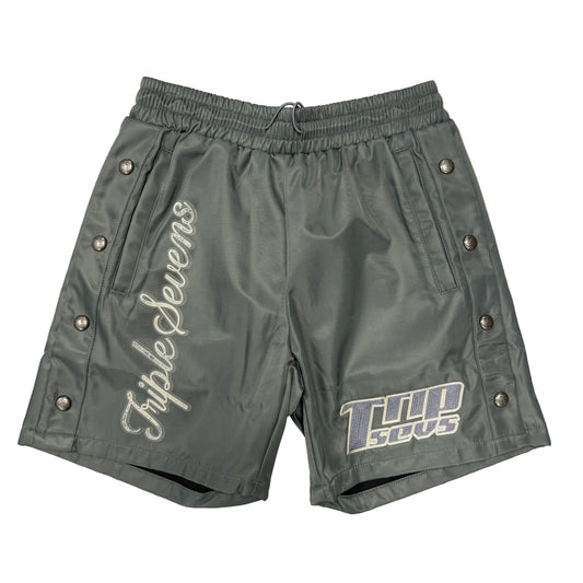 Triple Sevens Nylon Button Up Shorts Grey/Green