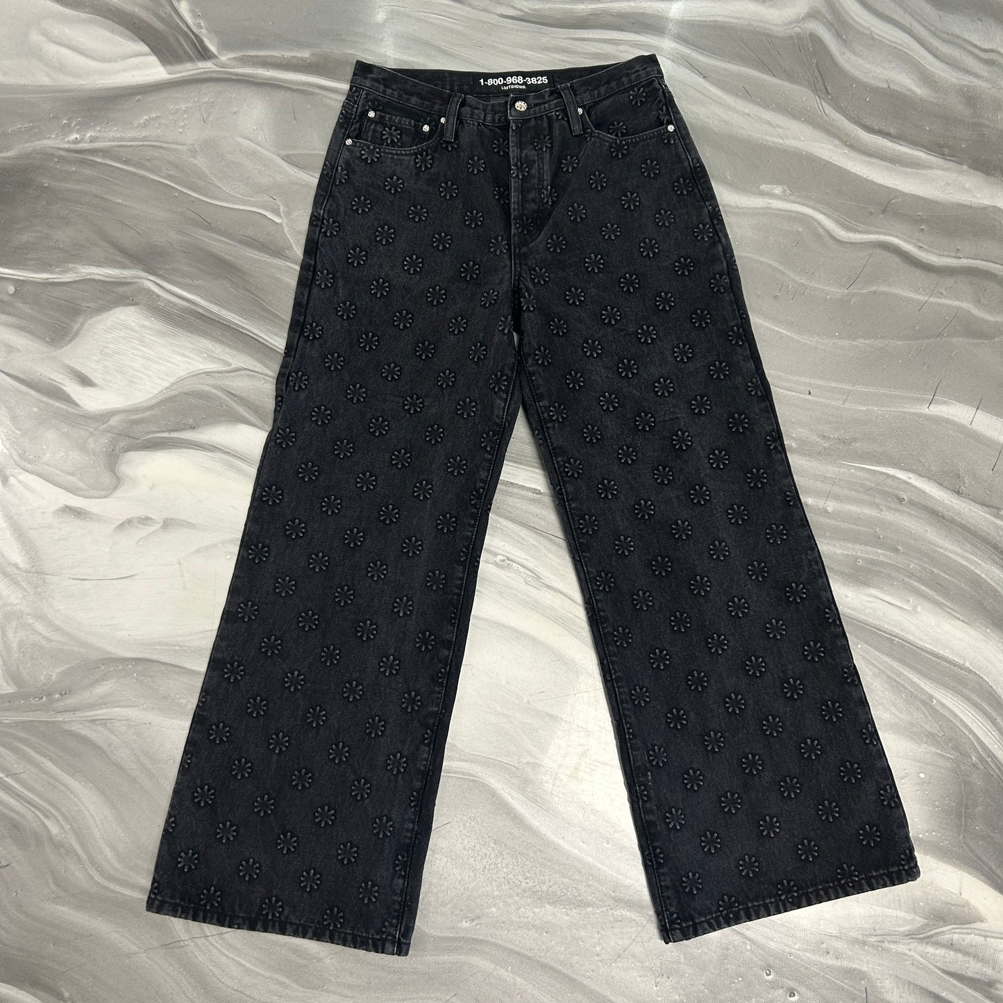 LostShdws Embossed Denim Pants Black