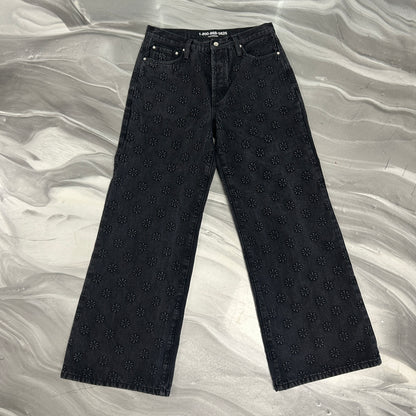 LostShdws Embossed Denim Pants Black