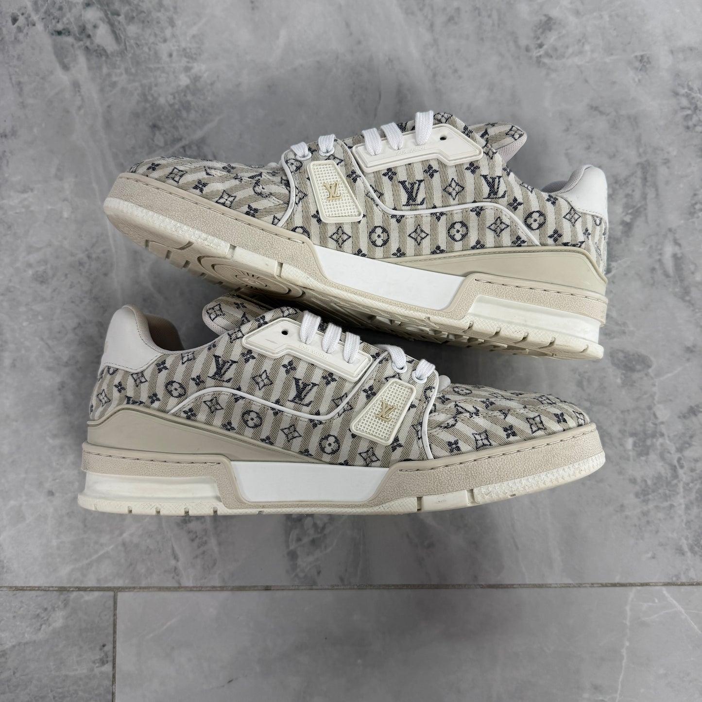 Louis Vuitton Mini Monogram Stripe Trainer Sneaker (Used)(No Box)