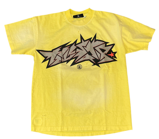 Hellstar Graffiti Yellow Crack Print Tee