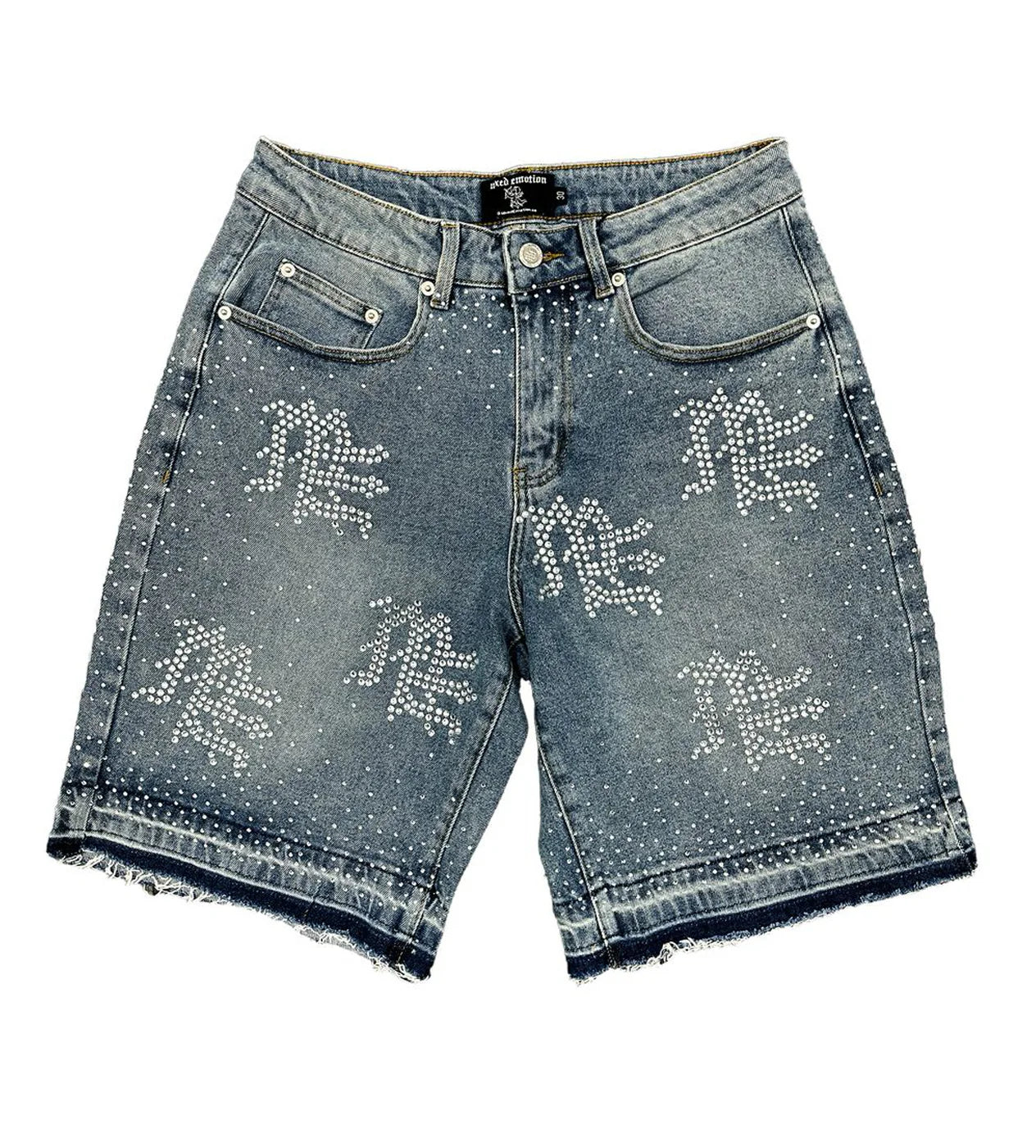 Mixed Emotions Rhinestone Blue Denim Shorts
