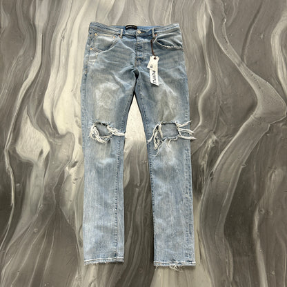 Purple Brand P002 Blue Light Wash Ripped Denim